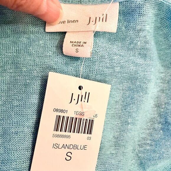 NWT J. Jill Island Blue Open Front Long Cardigan Sweater Size SMALL - Picture 5 of 5